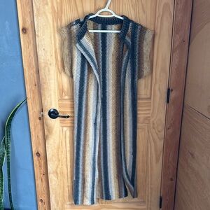 Striped Knit Open Cardigan/Vest